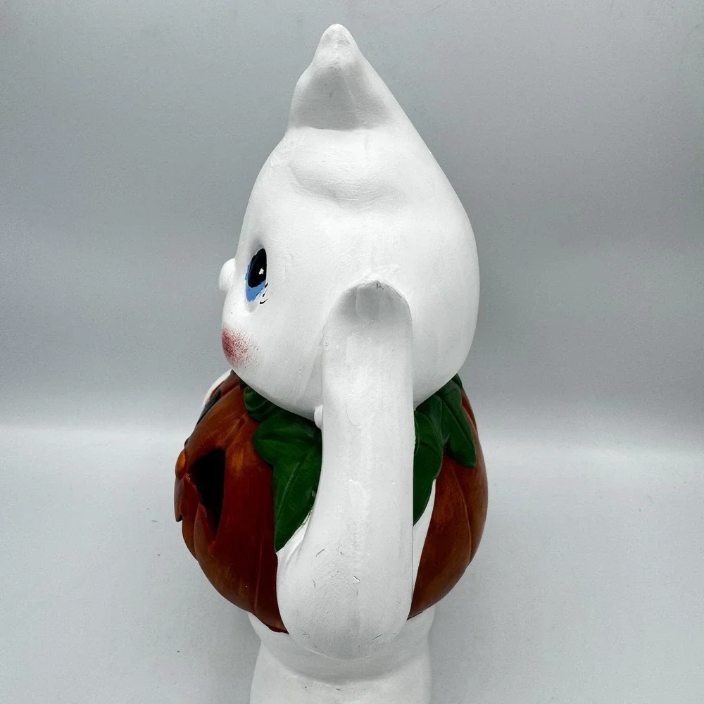 Vintage Ceramic Mold Halloween Ghost Costume Pumpkin Hand Painted 11.5
